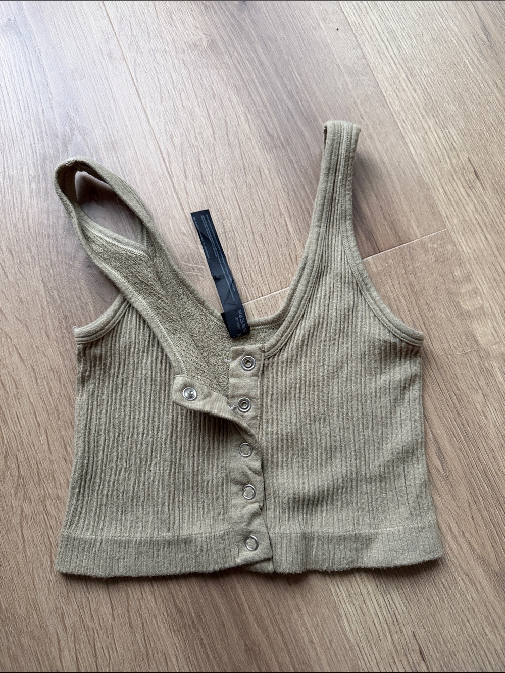 Out From Under Ribbed Button-Front Tank Top in Beige - Picture 6 of 6